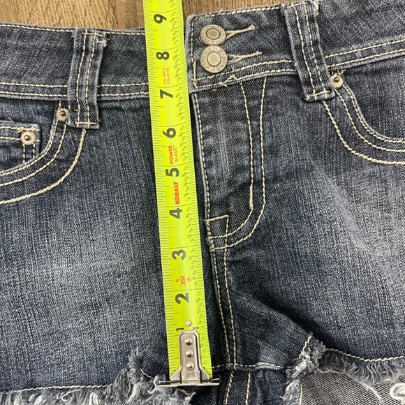 Vintage Mini Low Rise Denim Shorts Size 7 8 Y2K Preppy Grunge McBling 90s Rue21 - Picture 8 of 8